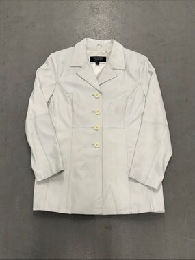 Wilsons Leather White Tailored Button-Front Blazer Size L